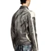 l-amar-enbi Leder-Coachjacke mit Biker-Print
