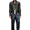l-aross Bikerjacke aus Distressed-Leder
