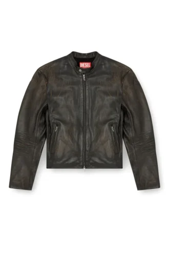 l-aross Bikerjacke aus Distressed-Leder