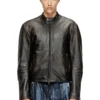 l-aross Bikerjacke aus Distressed-Leder