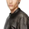 l-aross Bikerjacke aus Distressed-Leder