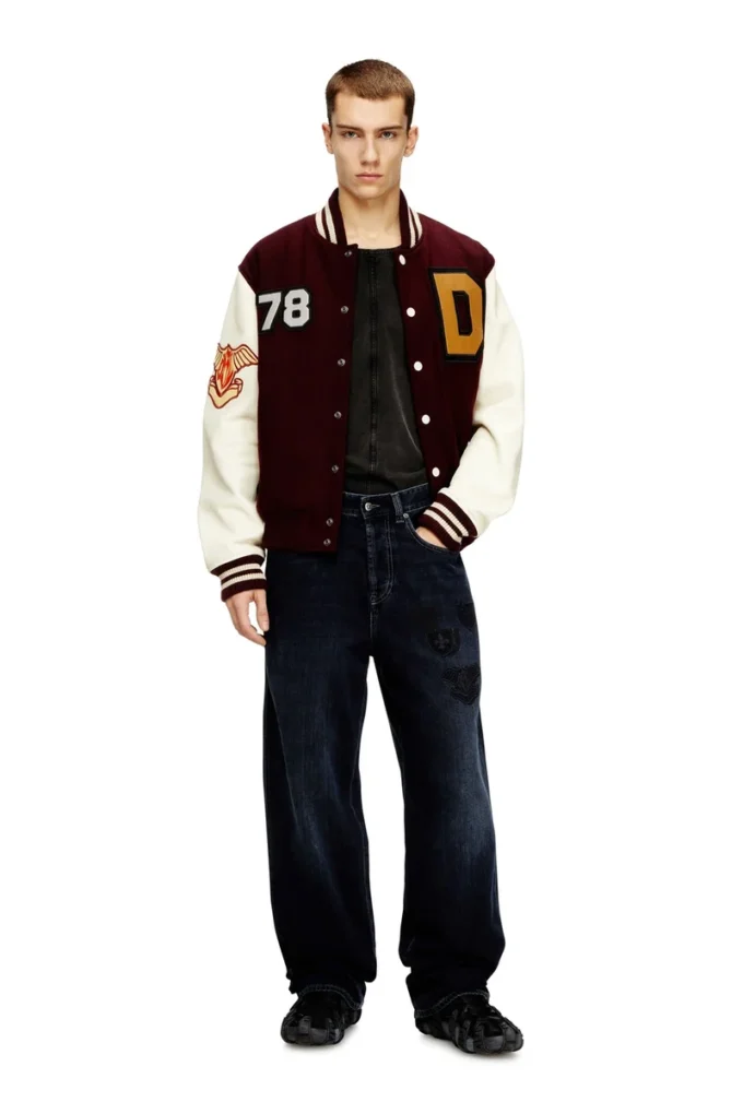 l-arry-cp Collegejacke aus Wolle und Leder