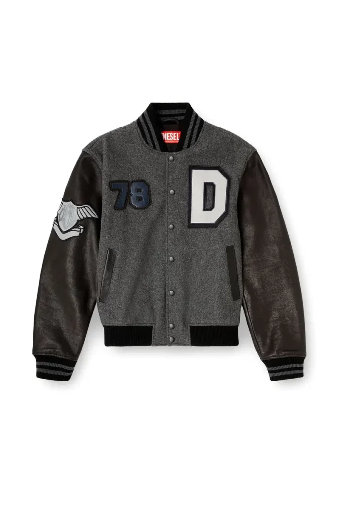 l-arry-cp Collegejacke aus Wolle und Leder