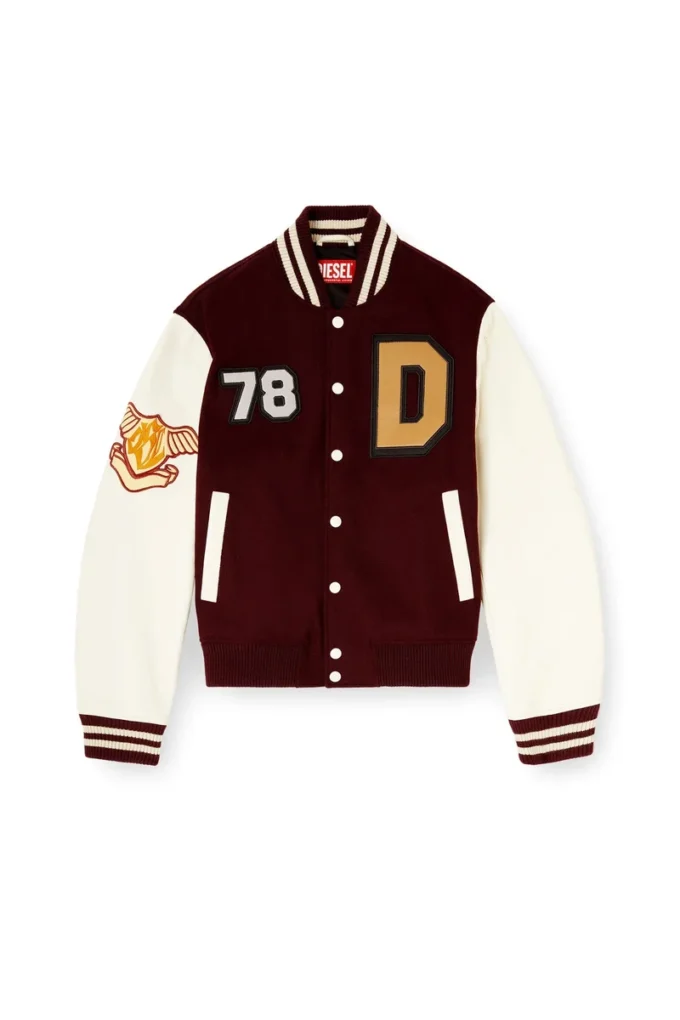 l-arry-cp Collegejacke aus Wolle und Leder