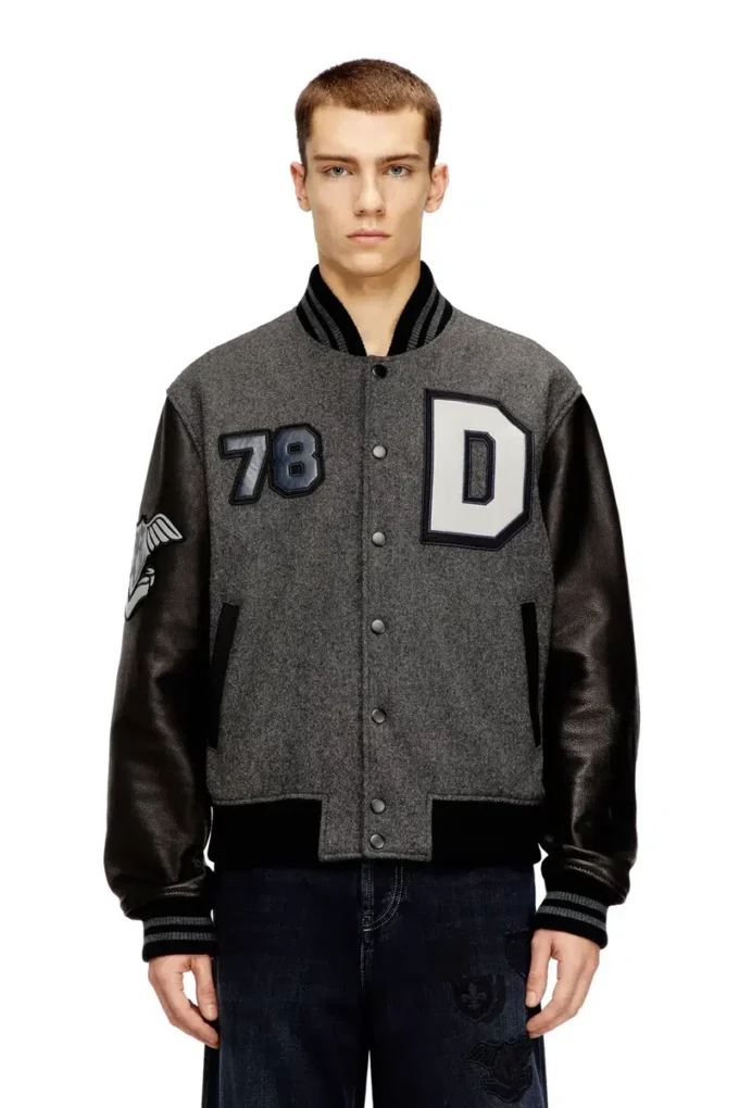 l-arry-cp Collegejacke aus Wolle und Leder