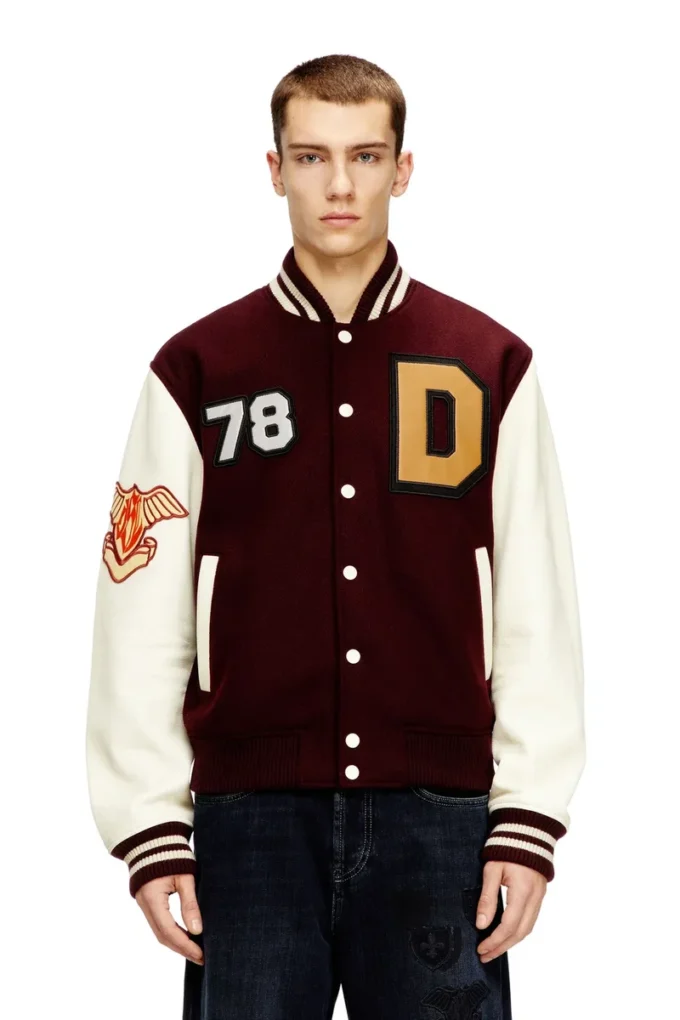 l-arry-cp Collegejacke aus Wolle und Leder