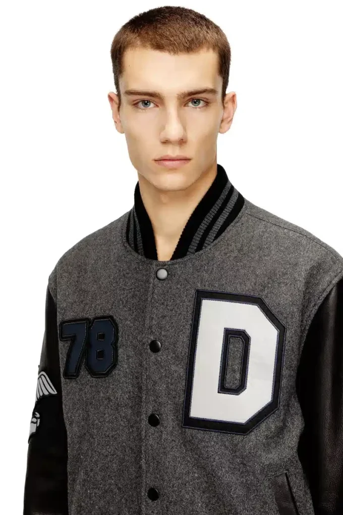 l-arry-cp Collegejacke aus Wolle und Leder