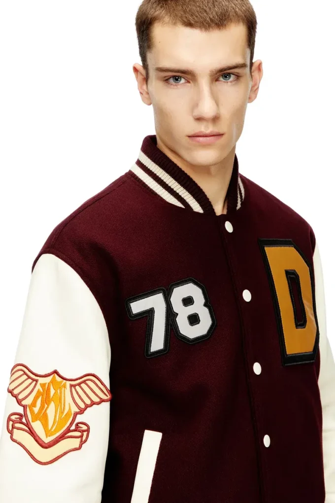 l-arry-cp Collegejacke aus Wolle und Leder