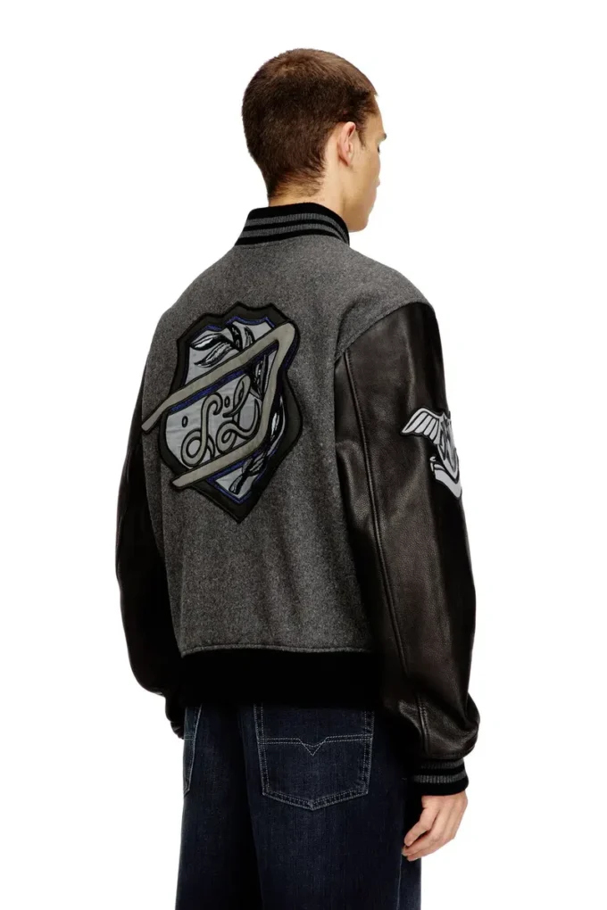 l-arry-cp Collegejacke aus Wolle und Leder