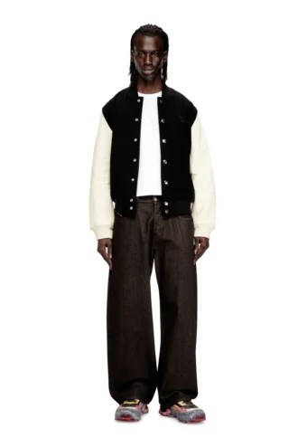 l-arry-wrd Bomberjacke aus Wollmischung und Leder