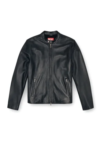 l-carver Leder-Bikerjacke mit geprägtem Logo