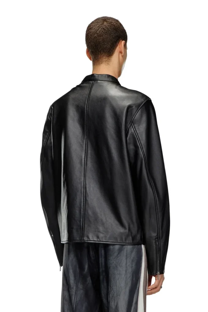 l-carver Leder-Bikerjacke mit geprägtem Logo
