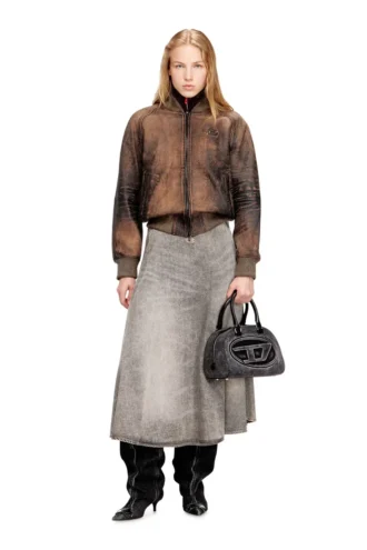 l-cobb-fem Bomberjacke aus Distressed-Leder