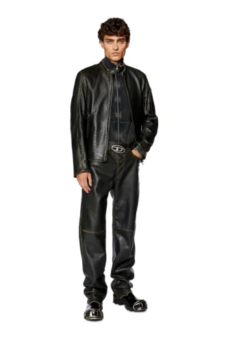 l-cobbe Bikerjacke aus geknittertem Leder
