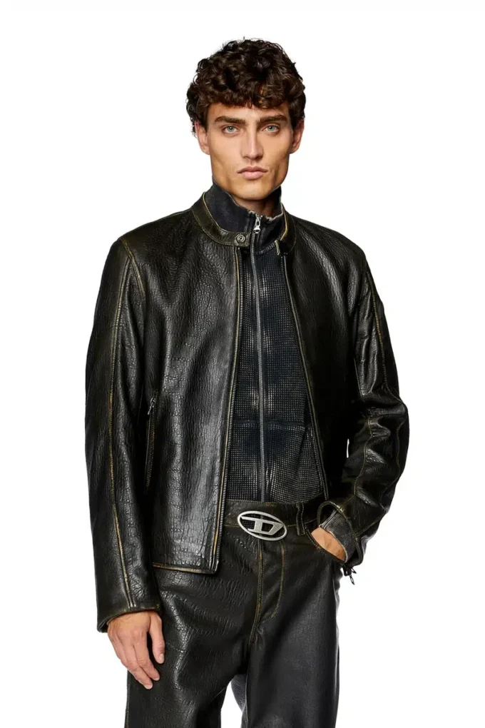 l-cobbe Bikerjacke aus geknittertem Leder