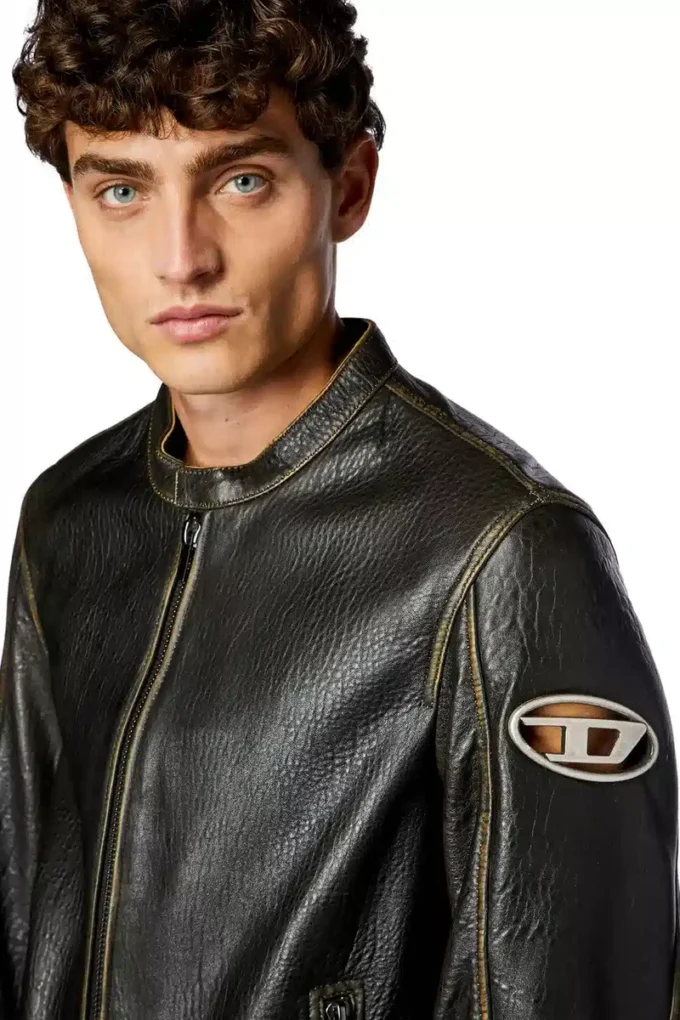 l-cobbe Bikerjacke aus geknittertem Leder