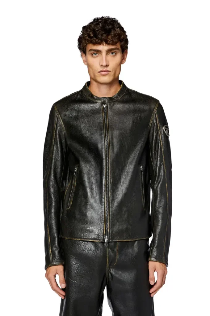 l-cobbe Bikerjacke aus geknittertem Leder