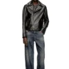 l-eo-wrd Bikerjacke aus gewachstem Leder