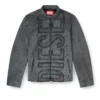 l-evert-a Bikerjacke aus behandeltem Leder mit verblasstem Logo