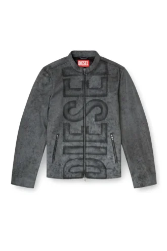 l-evert-a Bikerjacke aus behandeltem Leder mit verblasstem Logo