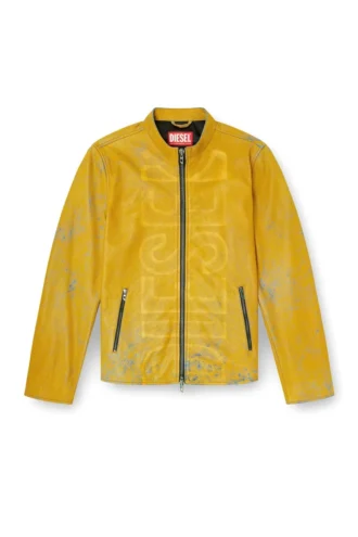 l-evert-a Bikerjacke aus behandeltem Leder mit verblasstem Logo