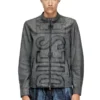 l-evert-a Bikerjacke aus behandeltem Leder mit verblasstem Logo