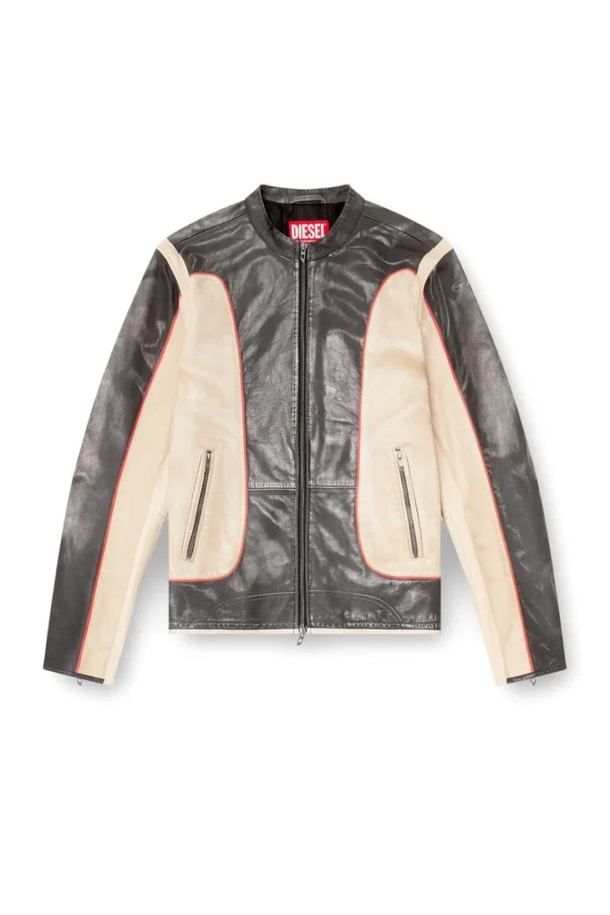 l-evert Bikerjacke aus Leder mit Trompe-l’œil-Effekt