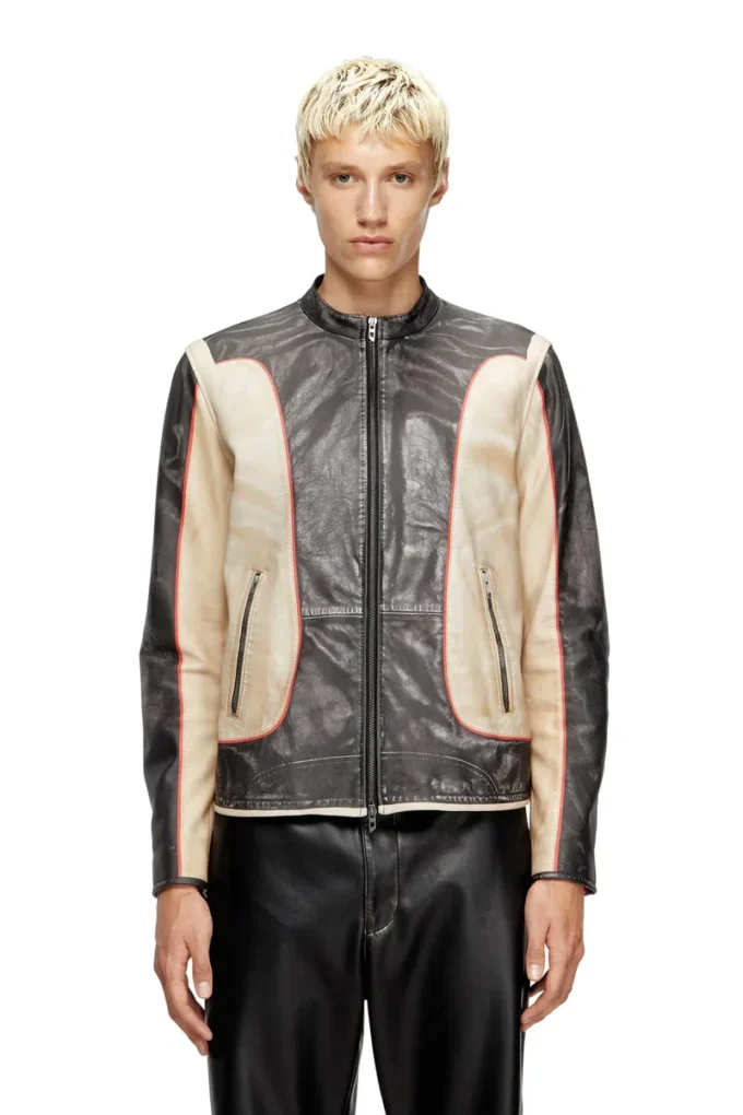 l-evert Bikerjacke aus Leder mit Trompe-l’œil-Effekt