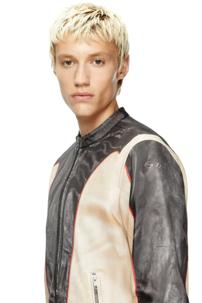 l-evert Bikerjacke aus Leder mit Trompe-l’œil-Effekt