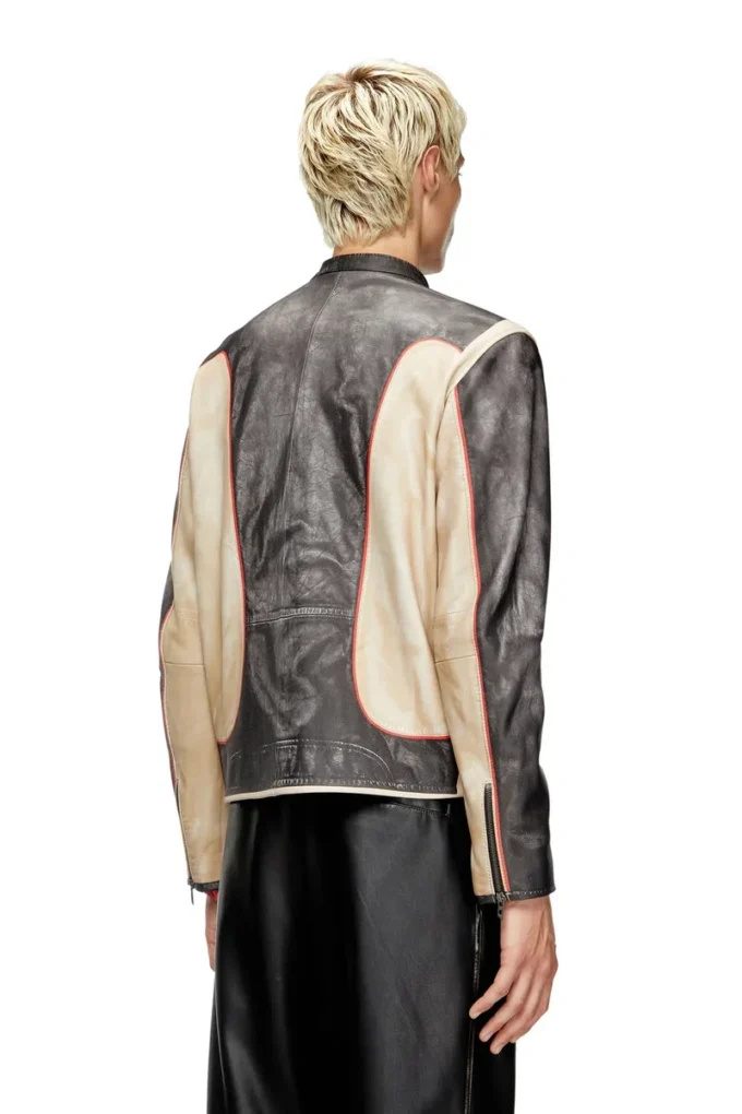 l-evert Bikerjacke aus Leder mit Trompe-l’œil-Effekt