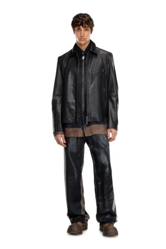 l-korn-a Lederjacke mit geprägtem Oval D