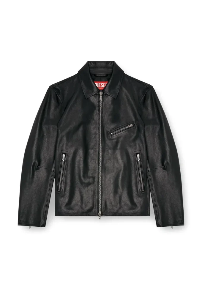 l-korn-a Lederjacke mit geprägtem Oval D