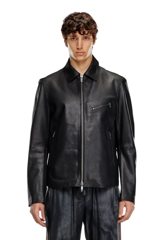 l-korn-a Lederjacke mit geprägtem Oval D