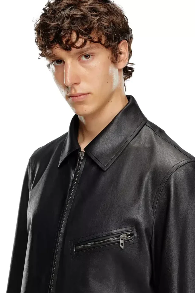 l-korn-a Lederjacke mit geprägtem Oval D