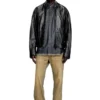 l-krixy Leder-Bikerjacke mit Paspelierung