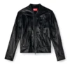 l-krixy Leder-Bikerjacke mit Paspelierung