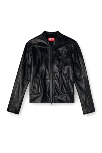 l-krixy Leder-Bikerjacke mit Paspelierung