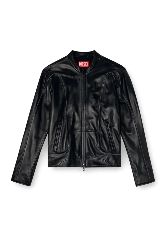 l-krixy Leder-Bikerjacke mit Paspelierung