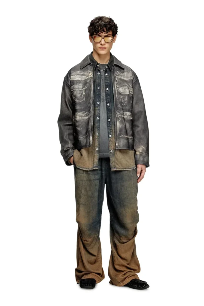 l-mayer Lederjacke mit Trompe-l’œil-Taschen