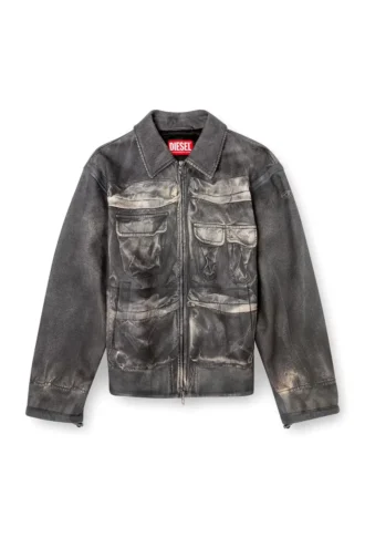l-mayer Lederjacke mit Trompe-l’œil-Taschen
