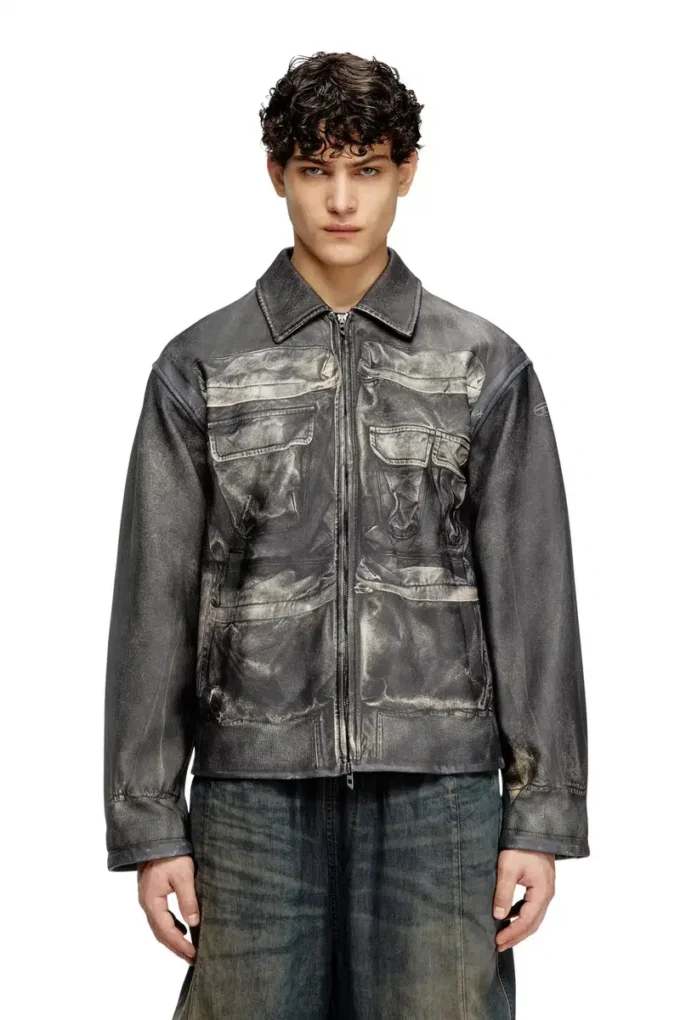 l-mayer Lederjacke mit Trompe-l’œil-Taschen
