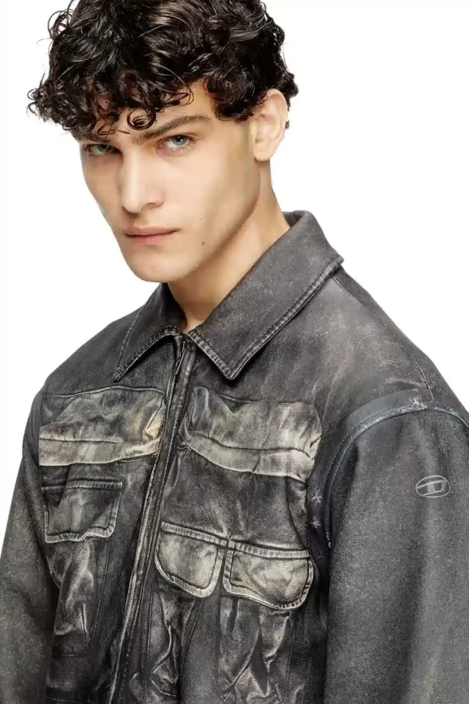 l-mayer Lederjacke mit Trompe-l’œil-Taschen