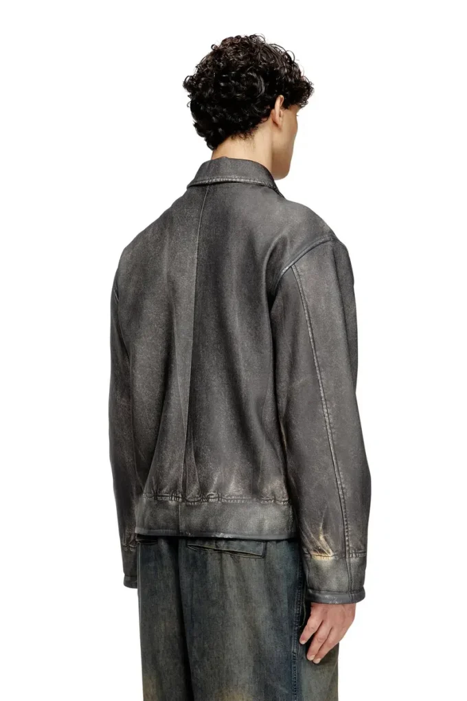 l-mayer Lederjacke mit Trompe-l’œil-Taschen