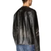 l-met Distressed Lederjacke mit Metalllogo