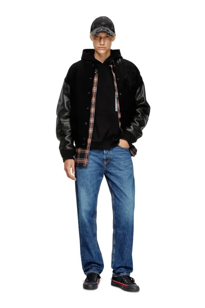 l-nyman Varsity-Bomberjacke aus Baumwolle und Leder