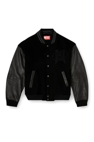 l-nyman Varsity-Bomberjacke aus Baumwolle und Leder