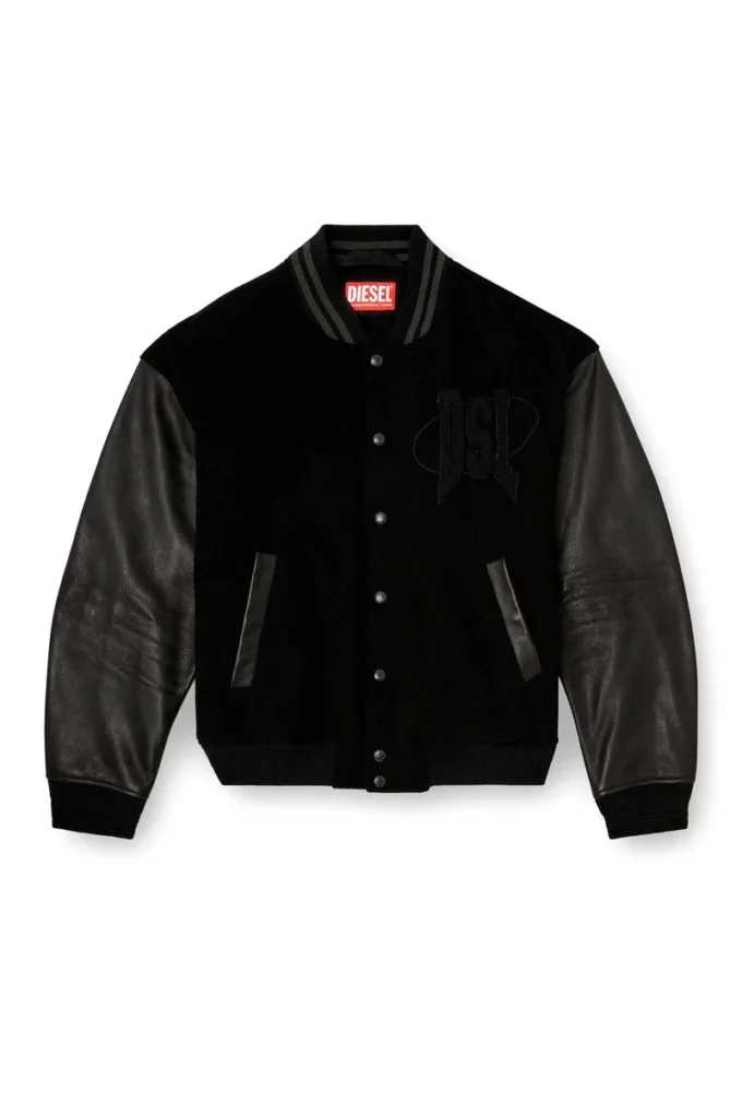 l-nyman Varsity-Bomberjacke aus Baumwolle und Leder