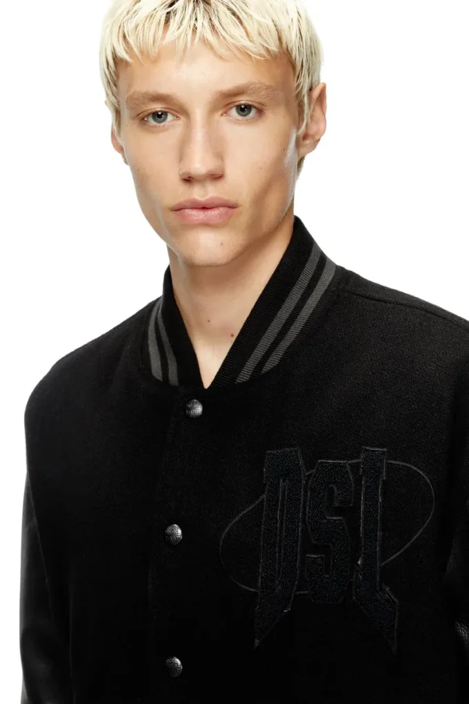 l-nyman Varsity-Bomberjacke aus Baumwolle und Leder