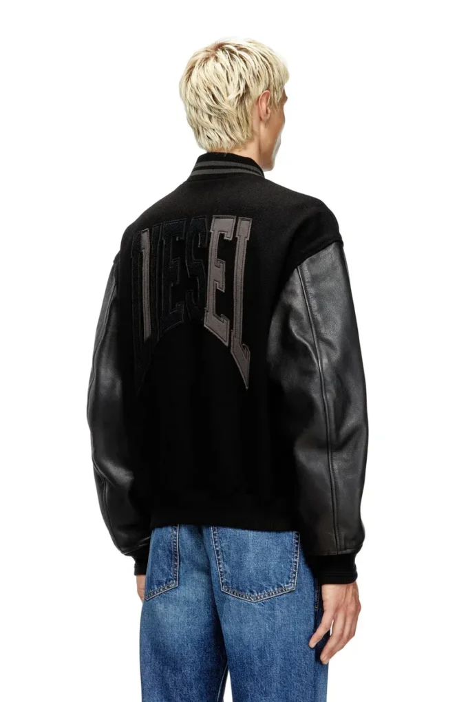 l-nyman Varsity-Bomberjacke aus Baumwolle und Leder