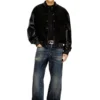 l-nyn Bomberjacke aus Denim und Leder